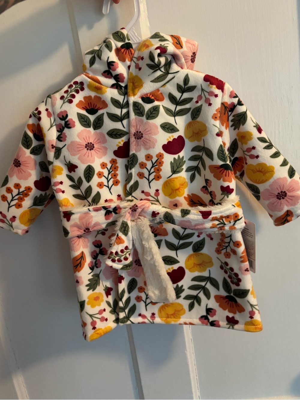 Hudson Baby Floral Hooded Robe in Cream with Multicolor Flowers